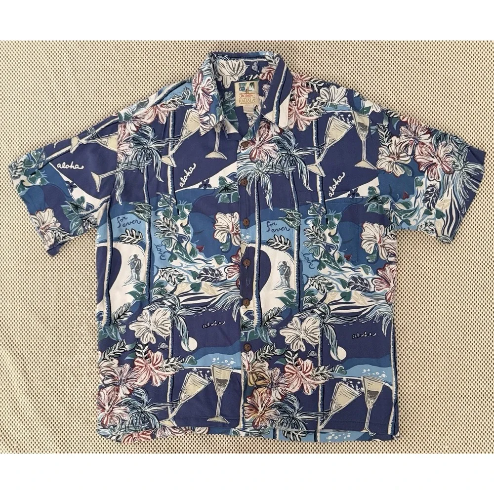 John Severson Kahala Hawaiian Shirt Men L Aloha Button Front Relaxed Grandpa Dad